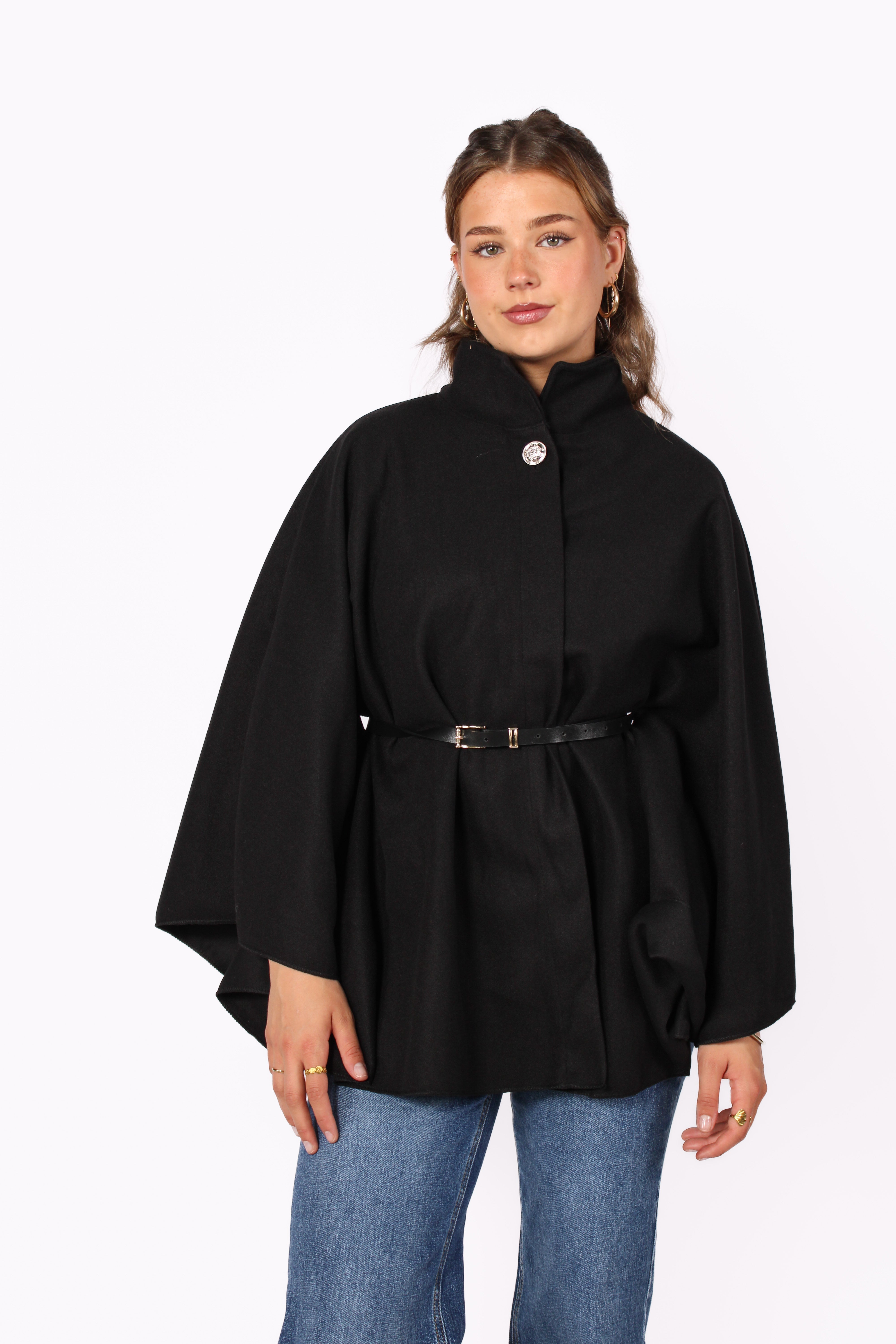 Long poncho with belt